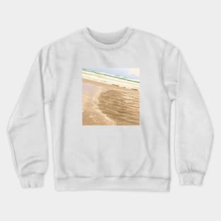 Sea waves foam, foam, tropical, sea, waves, wave, beach, ocean, summer, seascape, nature, water, travel, bronze, art, surf, color, watercolor, tan, Crewneck Sweatshirt